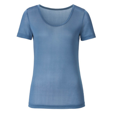 Zijden-shirt met korte mouwen uit Organic Silk, duifblauw