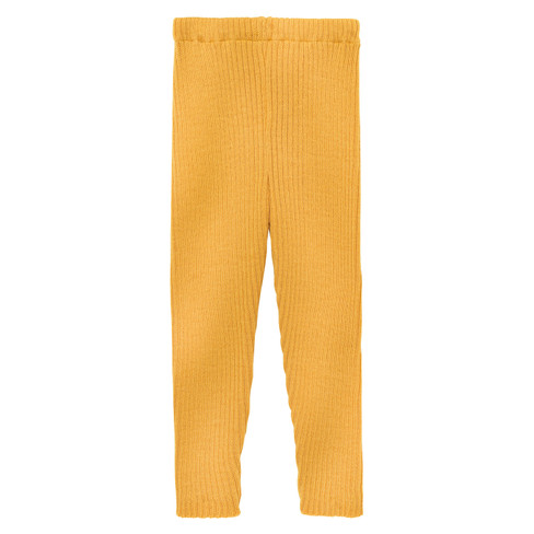 Gebreide legging van bio-scheerwol, geel