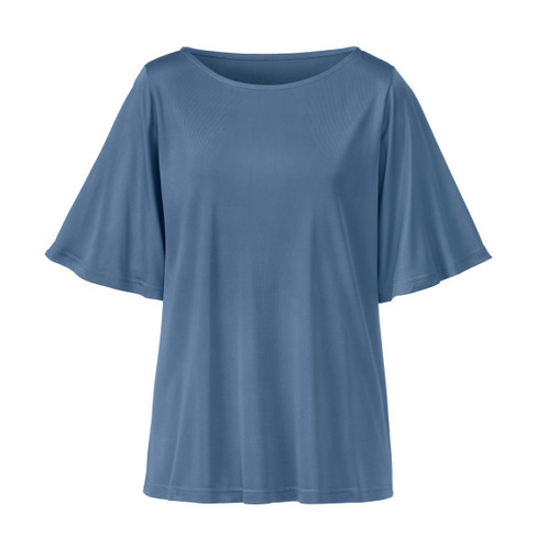 T-shirt van bio-zijden jersey, duifblauw
