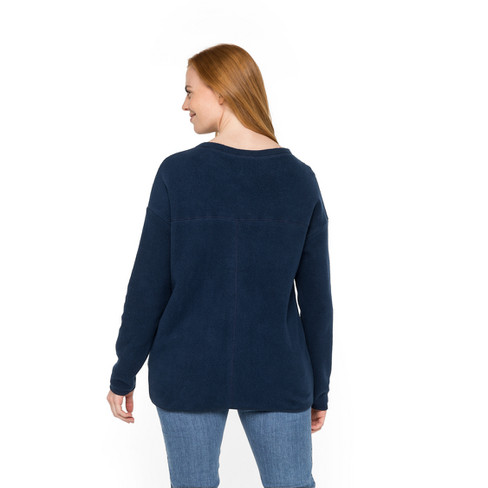 Fleece shirt met lange mouwen van bio-katoen, nachtblauw