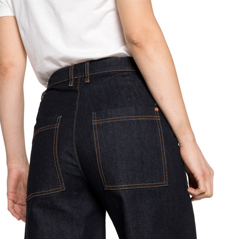 3/4-jeans van puur bio-katoen in culotte-stijl, donkerblauw