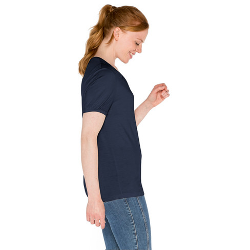 T-shirt van bio-scheerwol en bio-zijde, blauw