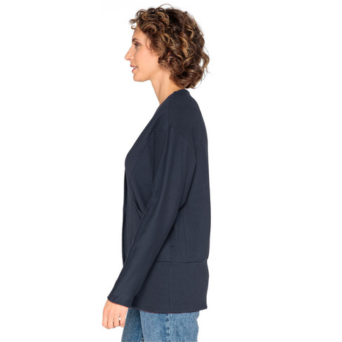 Jersey jas met vleermuismouwen van bio-katoen, nachtblauw