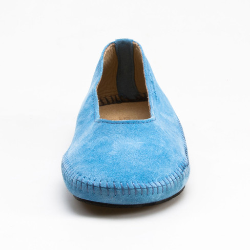 Leren ballerina-pantoffel, hemelsblauw