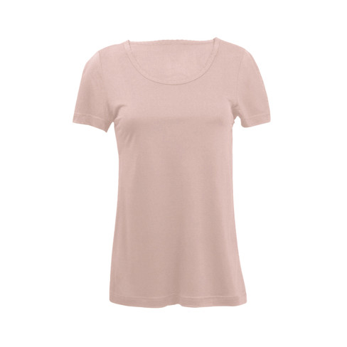 Zijden-shirt met korte mouwen uit Organic Silk, rozenkwarts