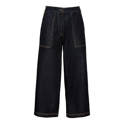 3/4-jeans van puur bio-katoen in culotte-stijl, donkerblauw