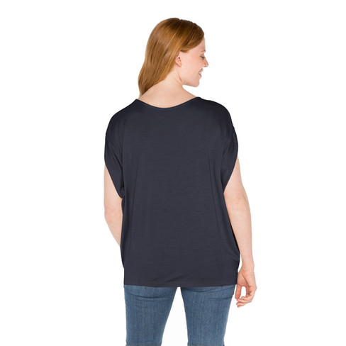 Shirt met vleermuismouwen van bio-merinowol met bio-zijde, nachtblauw