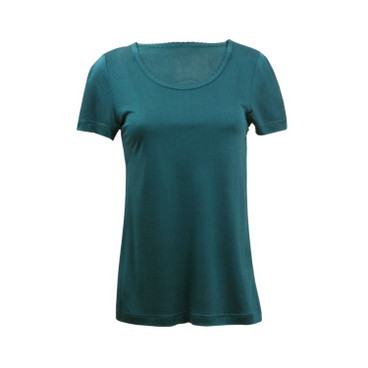 Zijden-shirt met korte mouwen uit Organic Silk, atlantisch blauw