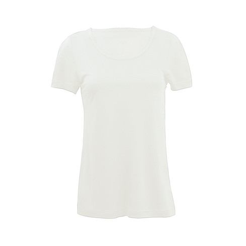 Zijden-shirt met korte mouwen uit Organic Silk, wit
