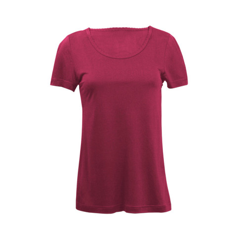 Zijden-shirt met korte mouwen uit Organic Silk, framboos