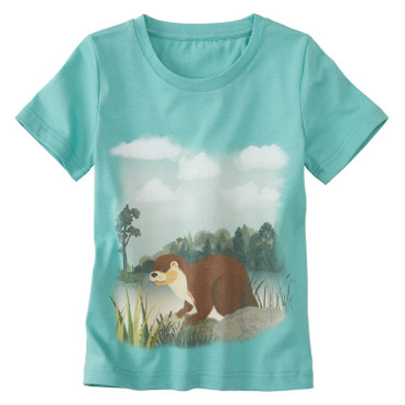 T-shirt met dierenprint van puur bio-katoen, jade