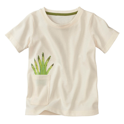 Shirt met korte mouwen en groentenprint, asperge