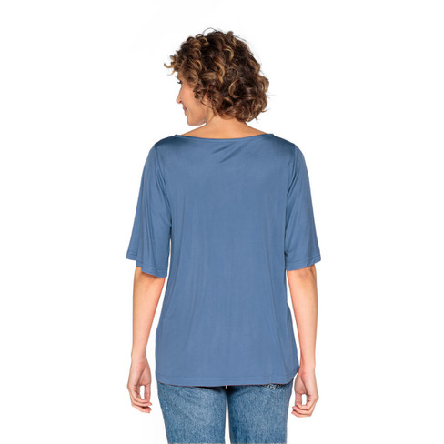 T-shirt van bio-zijden jersey, nachtblauw