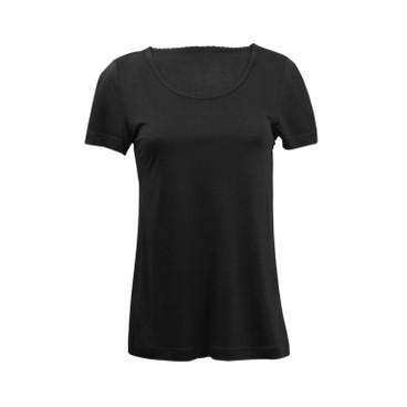 Zijden-shirt met korte mouwen uit Organic Silk, zwart