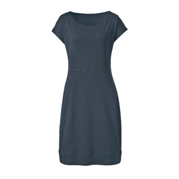 Jersey jurk met ronde hals van bio-katoen, blauw