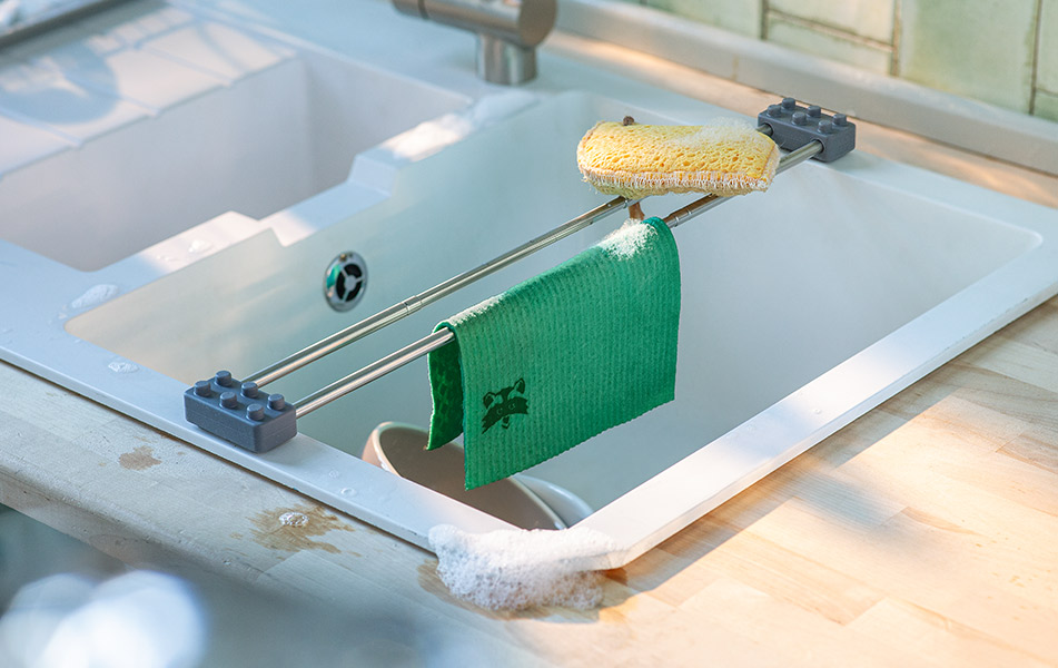 Composteerbare eco-sponsdoekjes voor het afwassen, schoonmaken en afnemen.