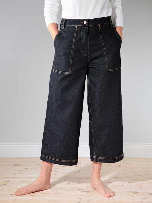 Hier zie je de Waschbär 3/4-jeans van bio-katoen