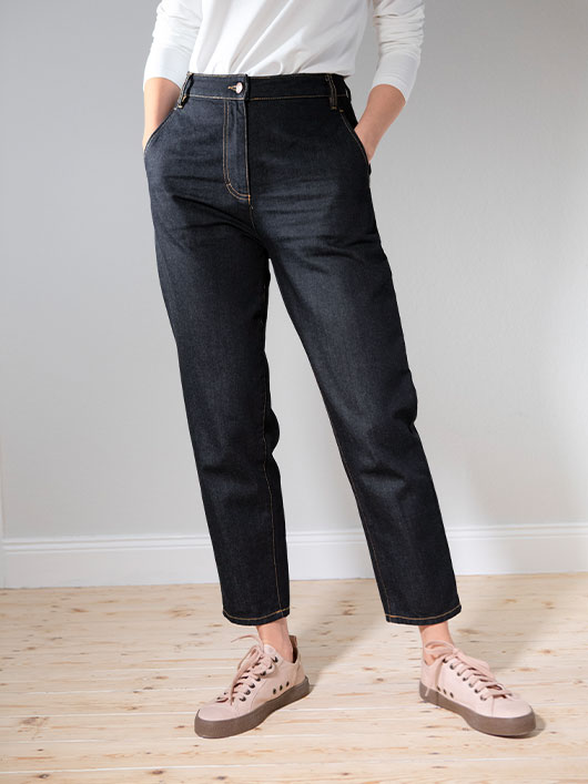 Hier zie je de Waschbär 7/8-jeans van bio-katoen