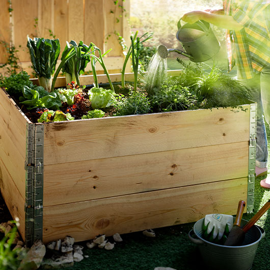 Frame uit hout voor een moestuinbak