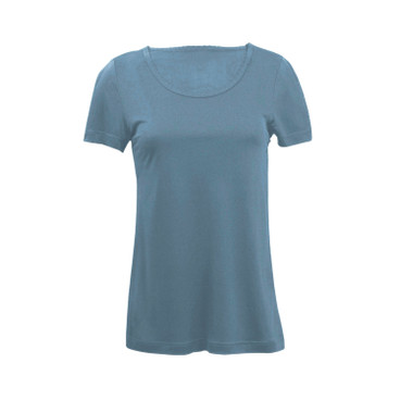 T-shirt van bio-zijde, rookblauw