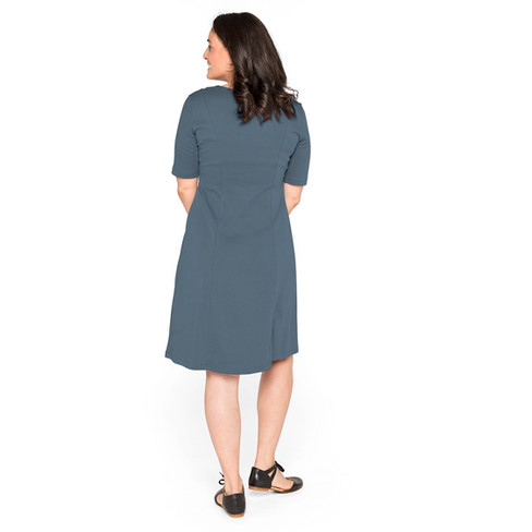 Jersey jurk van bio-katoen, rookblauw