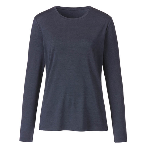 Image of Shirt met lange mouwen van bio-wol en bio-zijde, nachtblauw Maat: 34