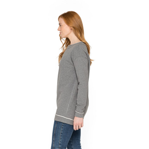 Sweatshirt met boothals van bio-katoen, grijs-gemêleerd