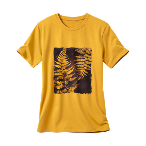 T-shirt van bio-katoen met elastaan, geel