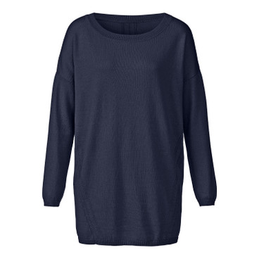 Lange trui van bio-merinowol en bio-katoen, nachtblauw
