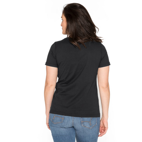 T-shirt met V-hals van bio-katoen, zwart