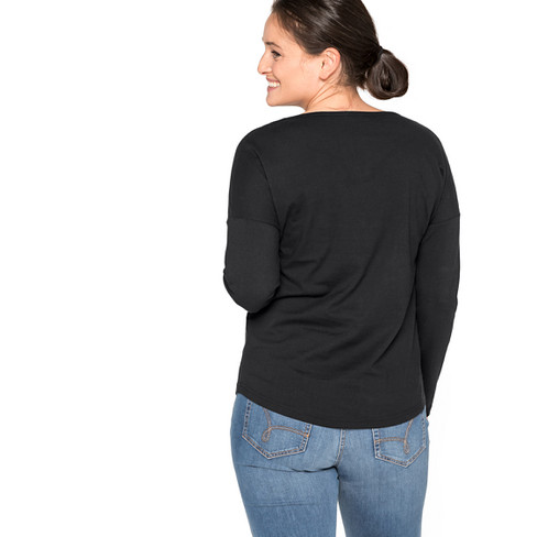 Shirt met lange mouwen van bio-katoen, zwart