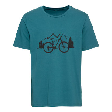 T-Shirt met fietsmotief van bio-katoen, oceaanblauw