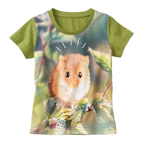 T-shirt met dierenmotief van bio-katoen, Hazelmuis