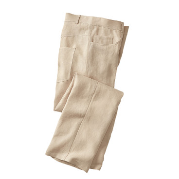Linnen broek in 5-Pocket-Style, zand