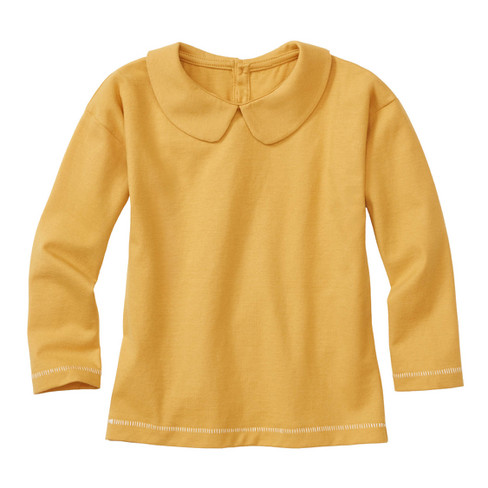 Image of Shirt met lange mouwen en Peter Pan-kraag van bio-katoen, geel Maat: 134/140