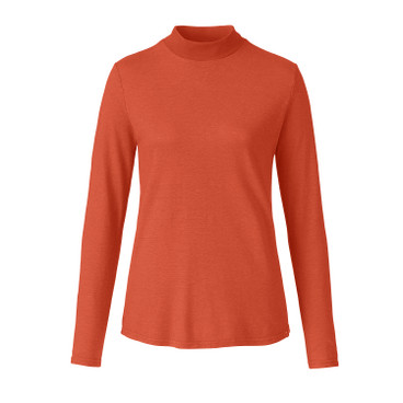 Shirt met lange mouwen en opstaande kraag van hennep jersey, oranje