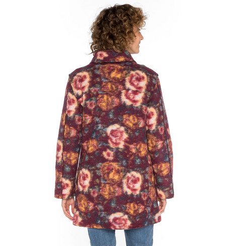 Walkstof jas met bloemenprint van bio-scheerwol en bio-katoen, bes-motief