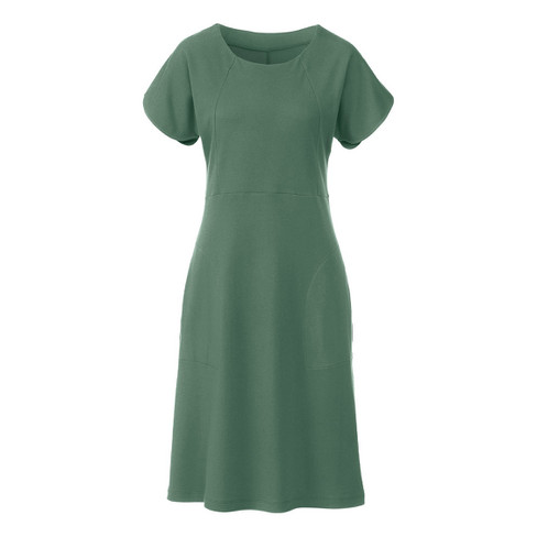 Image of Jersey-jurk met tulpmouwen van bio-katoen, zeegras Maat: 34