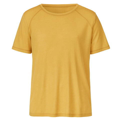 Functioneel shirt met korte mouwen van bio-merinowol, saffraan