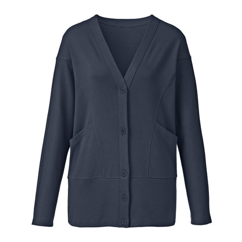 Jersey jas met vleermuismouwen van bio-katoen, nachtblauw