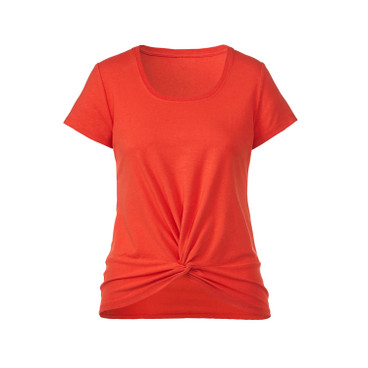Geknoopt T-shirt van bio-katoen en hennep, oranje