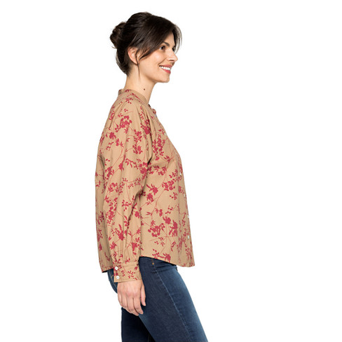 Bedrukte blouse van bio-katoen, camel-motief