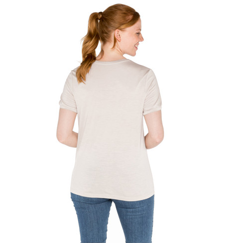 T-shirt van bio-scheerwol en bio-zijde, steen