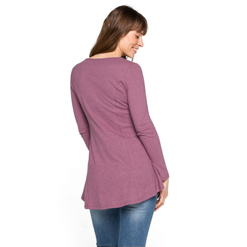 Longshirt van hennep/bio-katoen, licht uitlopend model, roze