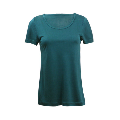 Zijden-shirt met korte mouwen uit Organic Silk, oceaanblauw