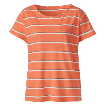 Gestreept shirt van hennep en bio-katoen, oranje-gestreept