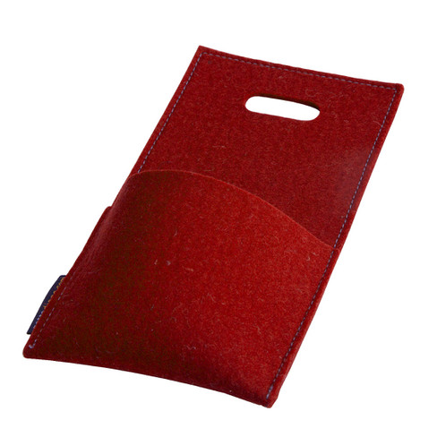 Image of Oplaadtasje van 100 % scheerwol, rood Maat: h 22 x b11 x t5 cm