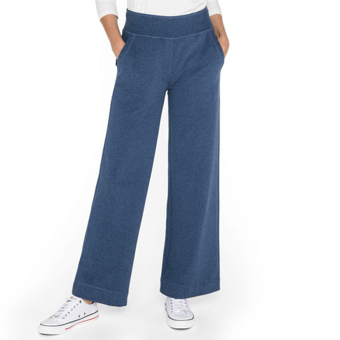 Sweatpants in Marlene-stijl van bio-katoen, jeansblauw-gemêleerd