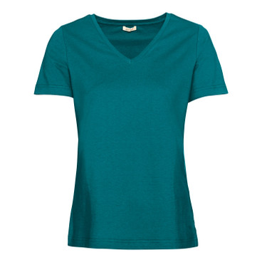 T-shirt met V-hals van bio-katoen, smaragd