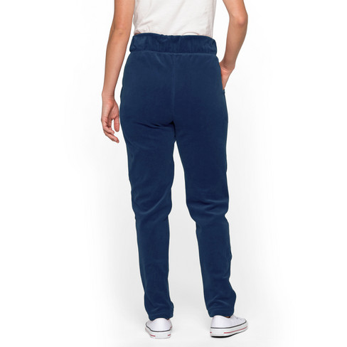 Nicki-velours broek van bio-katoen met elastische tailleband, blauw